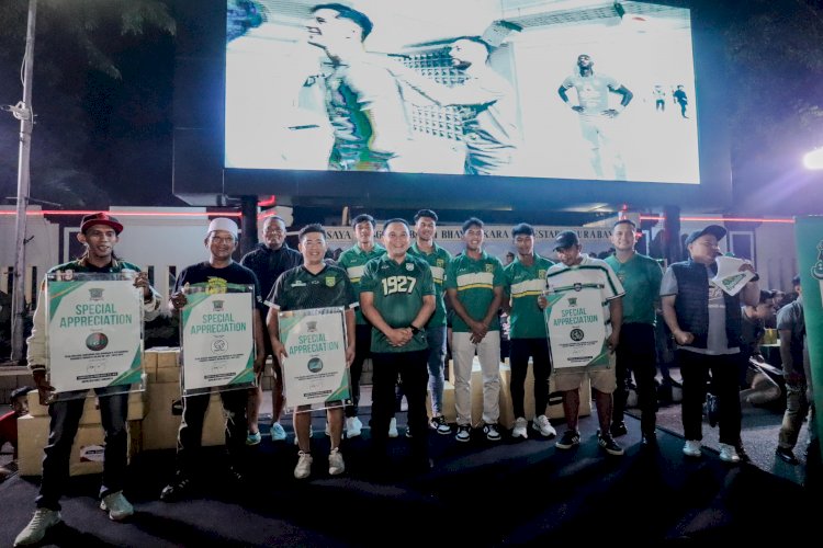 Meriah dan Semarak, Polrestabes Surabaya Fasilitasi Bonek Bonita Nobar Persebaya vs Arema FC