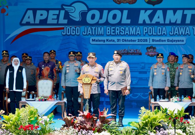 Kapolri Pimpin Apel Ojol Kamtibmas “Jogo Jatim” Bersama Polda Jawa Timur di Malang